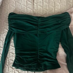 Amazon Dark Green Off-Shoulder Blouse